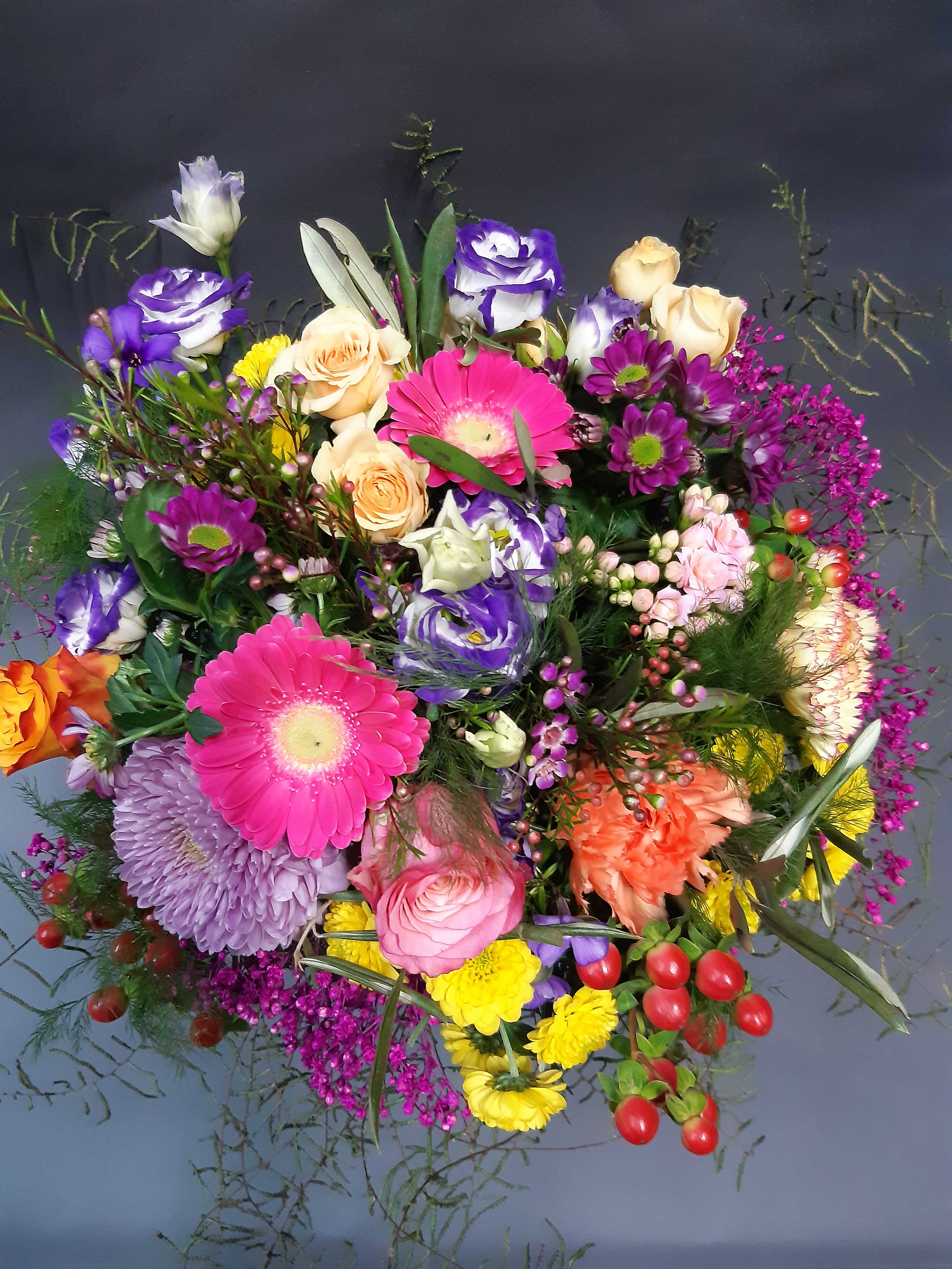 Bunter Strauß Blumen - mit Karte
